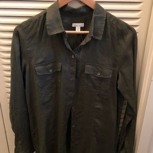 J. Jill Linen Olive Button Down